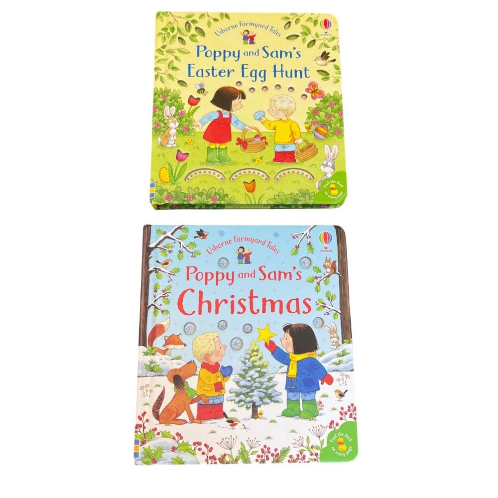 Usborne Poppy and Sam's Easter Egg Hunt and Poppy and Sam's Christmas Boardbooks